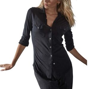 James Perse Sheer Slub Side Panel Shirt
Blue Size M